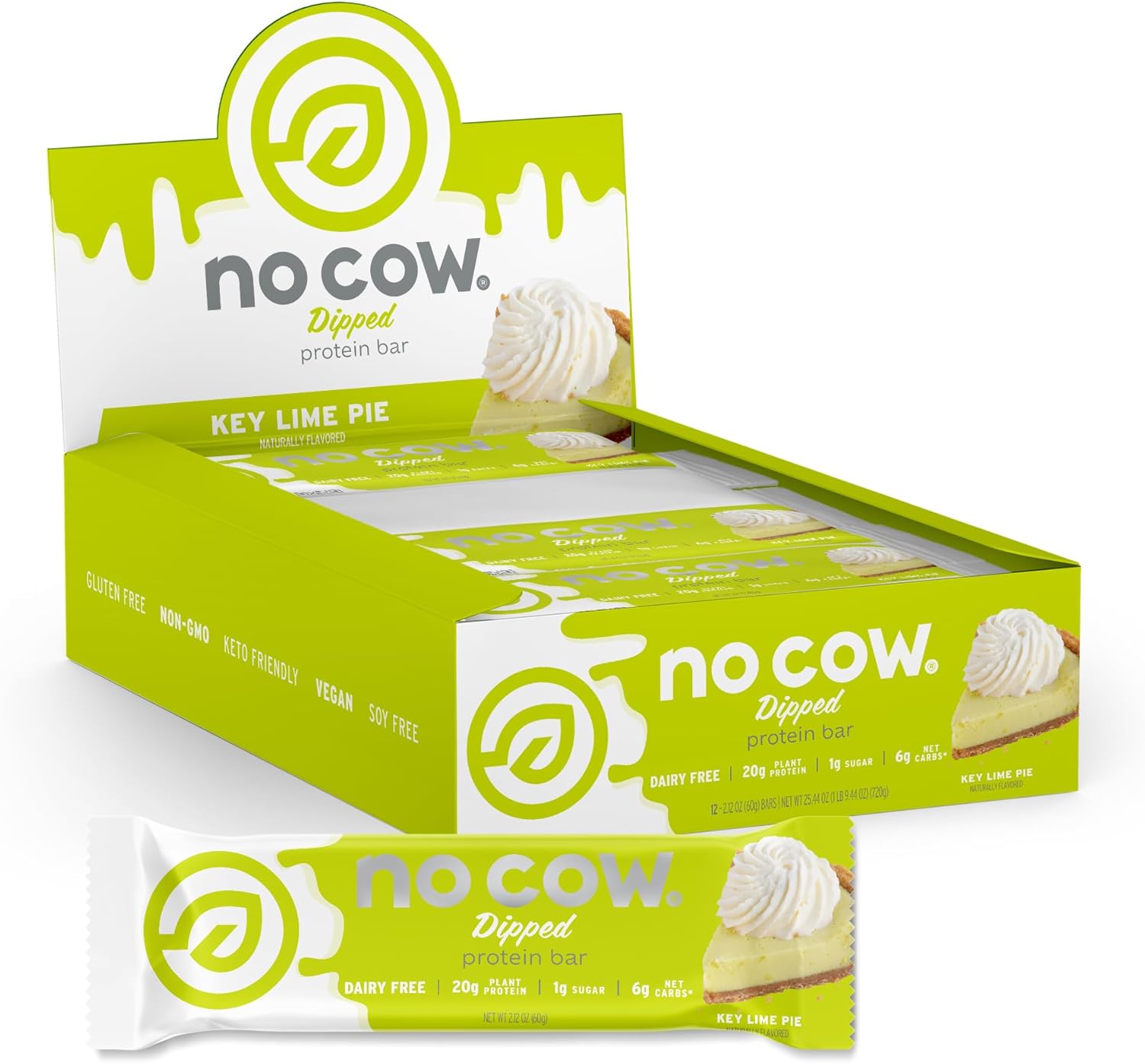 No Cow High Protein Bars - Dipped Key Lime Pie for Healthy Snacking