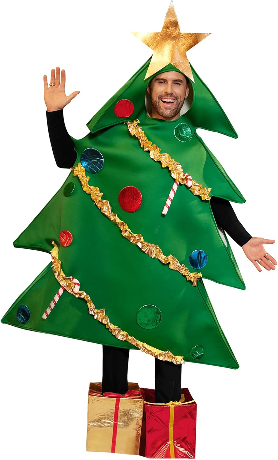 Arvilhill Christmas Tree Costume with Gift Box Shoes for Men