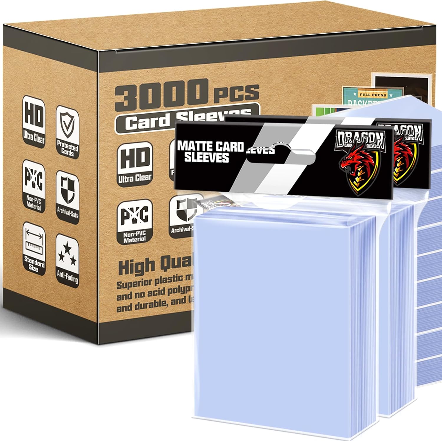 3000 Counts Card Sleeves Top Loaders for Trading Cards Protectors