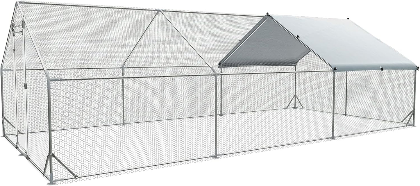 Large Chicken Coop Metal Runs for Yard - Heavy Duty Cage