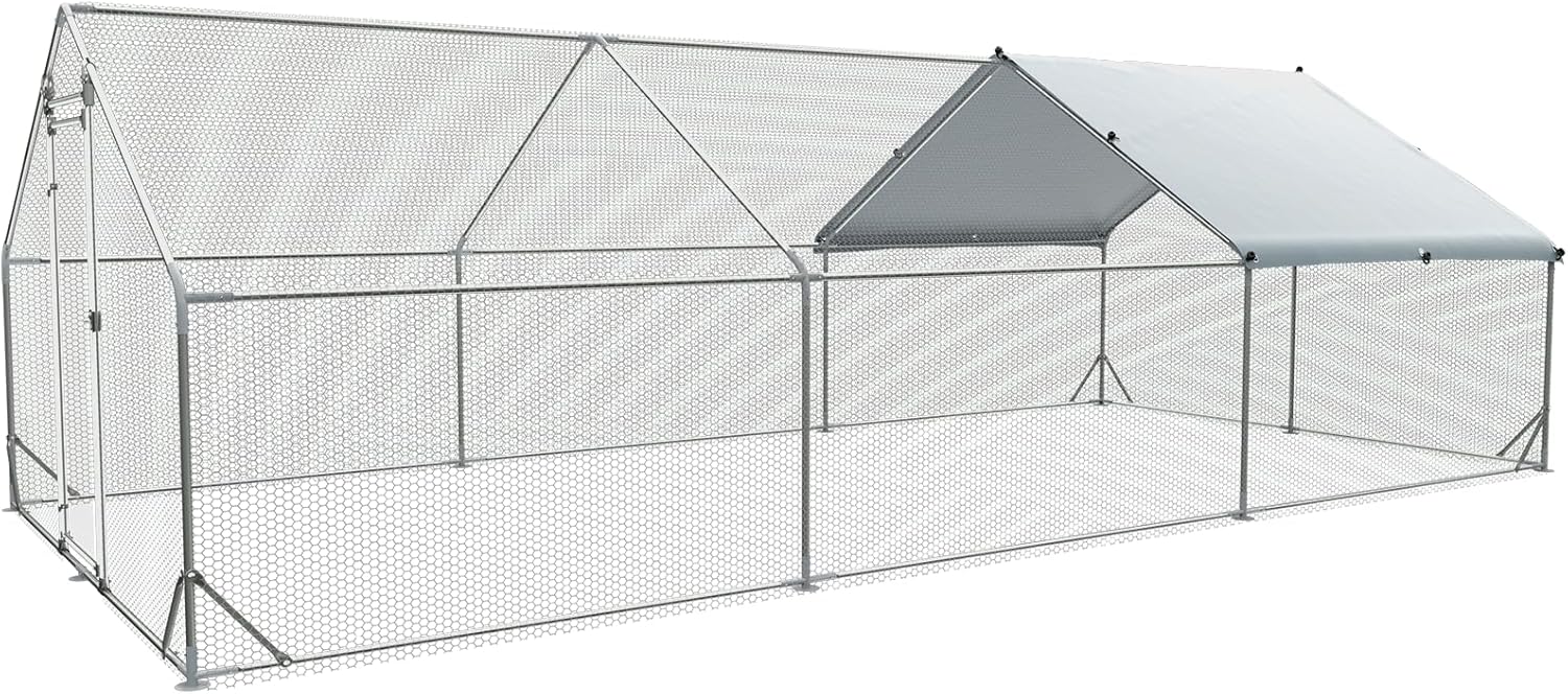 Large Chicken Coop Metal Runs for Yard - Heavy Duty Cage