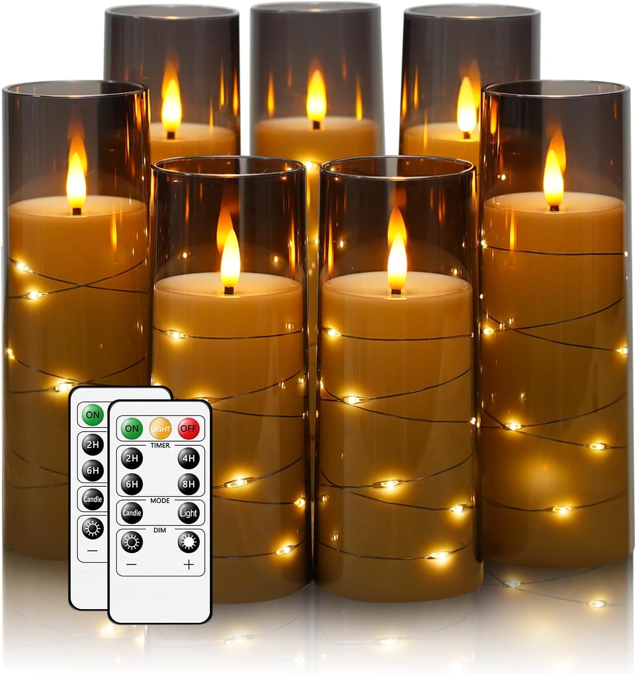 Flameless Candles with Embedded Star String for Home Decor