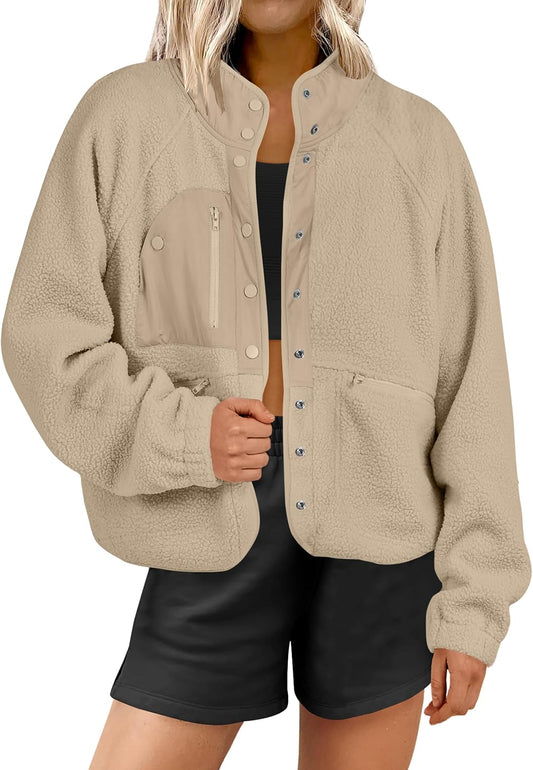 Womens Fuzzy Fleece Jacket for Fall Casual Style and Comfort