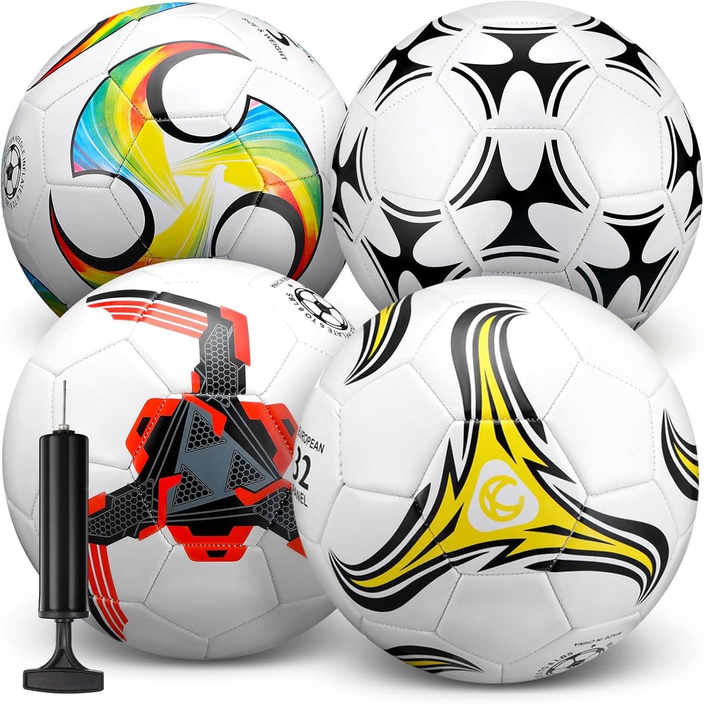 Operation Christmas Soccer Balls 4 Pack with Pump for All Ages