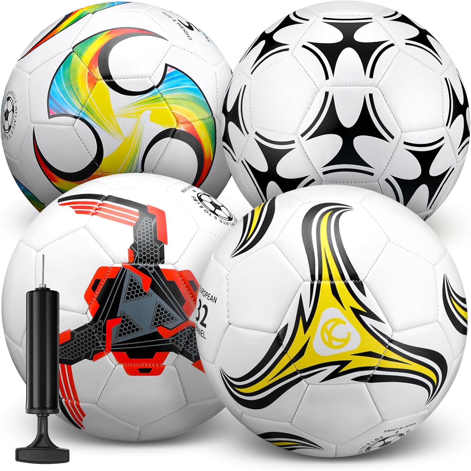 Operation Christmas Soccer Balls 4 Pack with Pump for All Ages