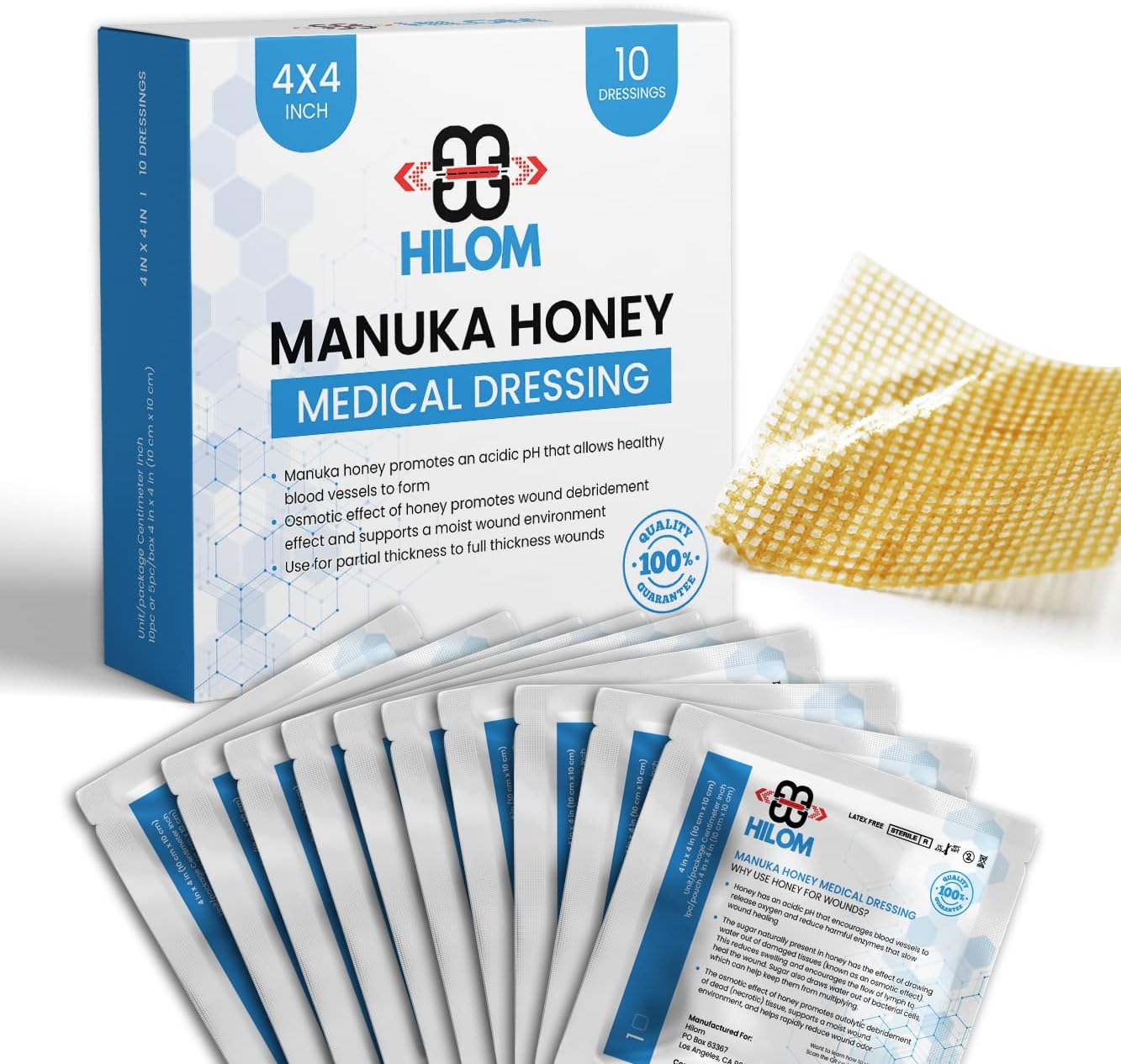 Hilom Medical Grade Manuka Honey Gauze Dressing for Wounds