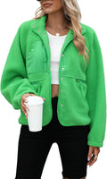Yanekop Womens Fleece Jacket Fuzzy Sherpa Button-Down (Style L1KC)