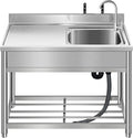 Free Standing Stainless Steel Single Bowl Sink Set for Kitchens