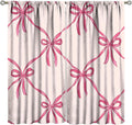 Stripe Curtains Red Ribbon Bow Stripes White Pink Background