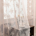 Kotile Blush Pink Lace Curtains 108 in Length - Vintage Floral Sheer