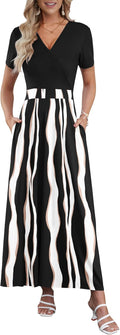 Maxi Dresses for Women Ankle Length Floral Print with Pockets