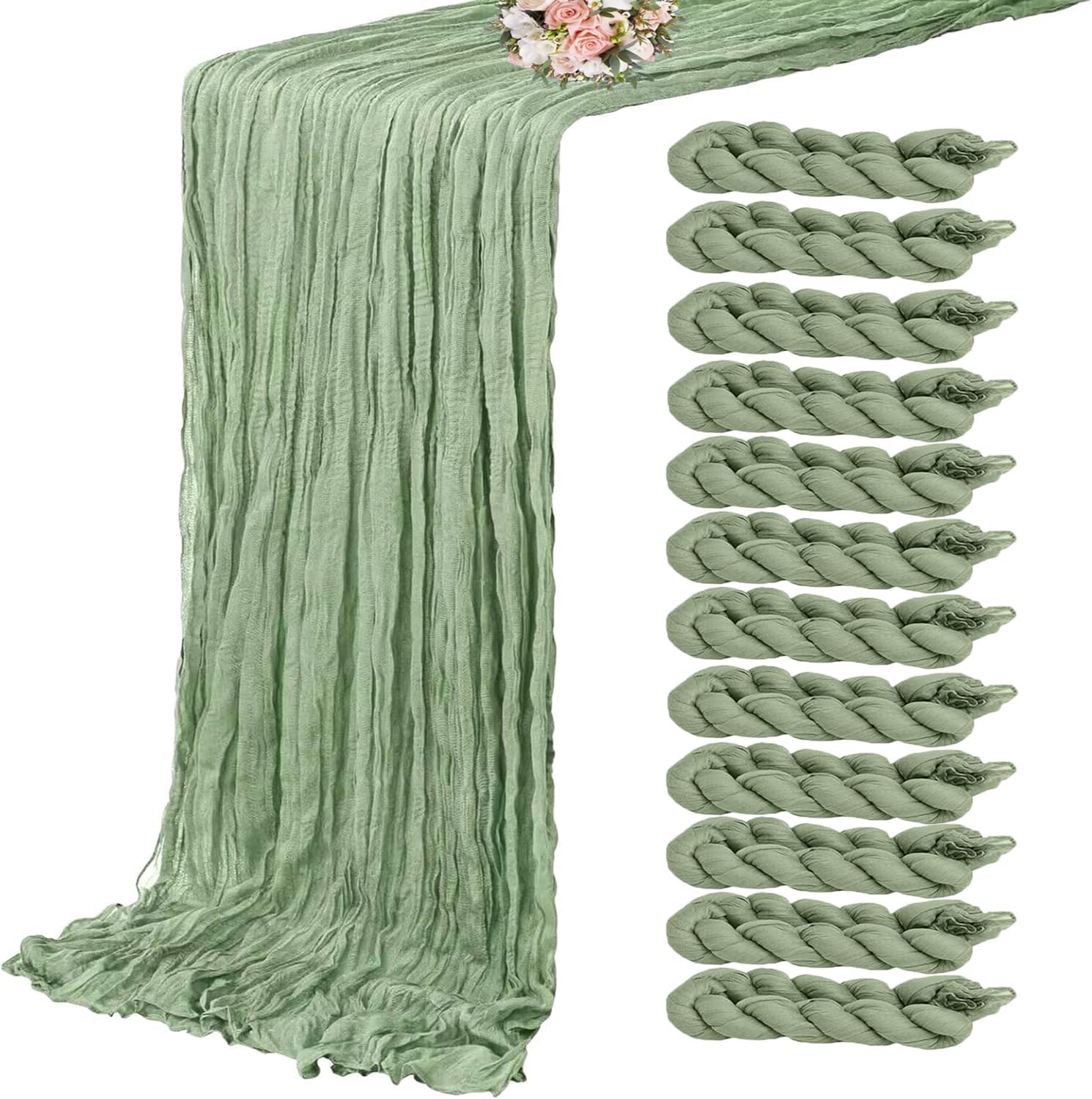 Sage Green Cheesecloth Table Runner for Elegant Events