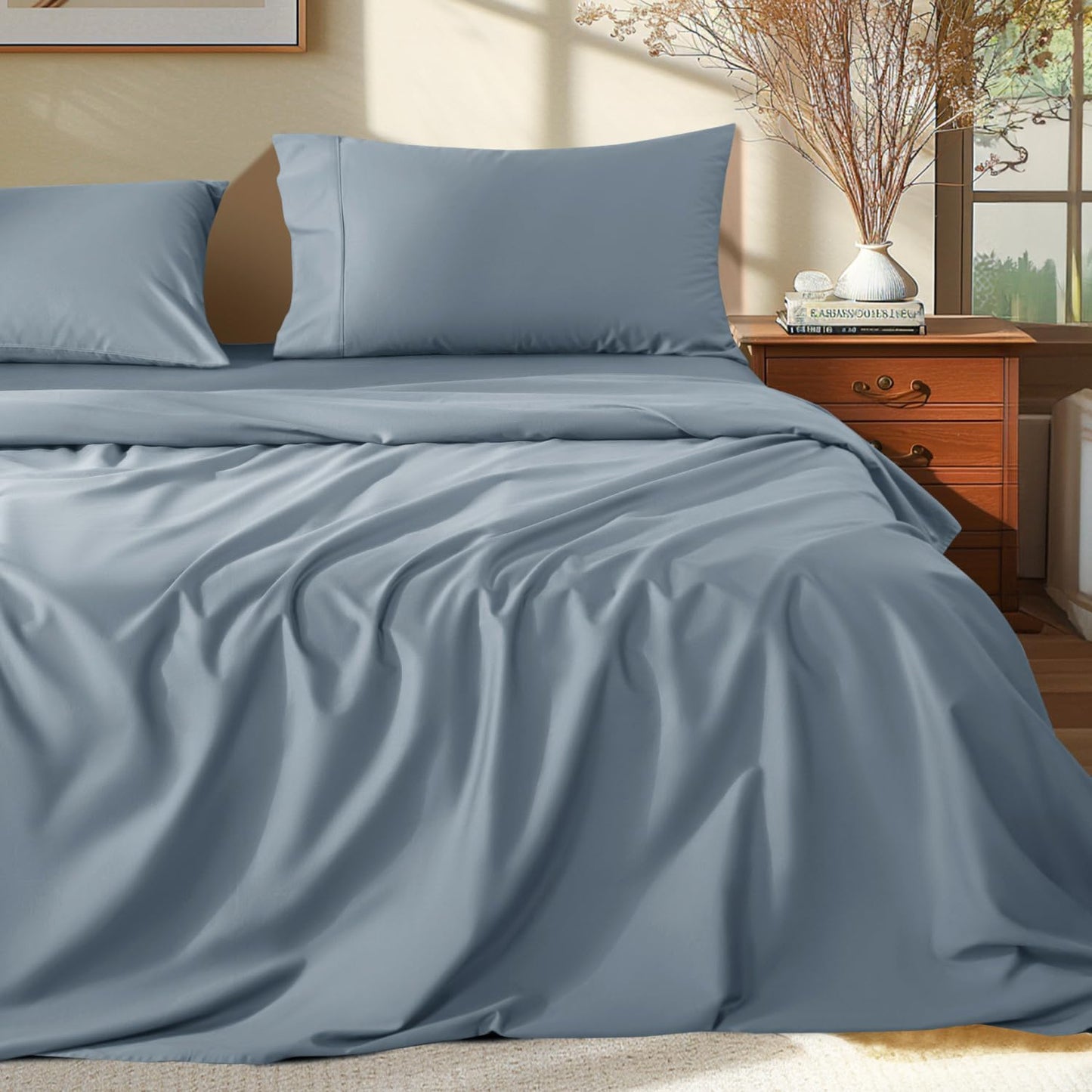 Luxury 100% Egyptian Cotton Queen Size Sheets Set for Comfort