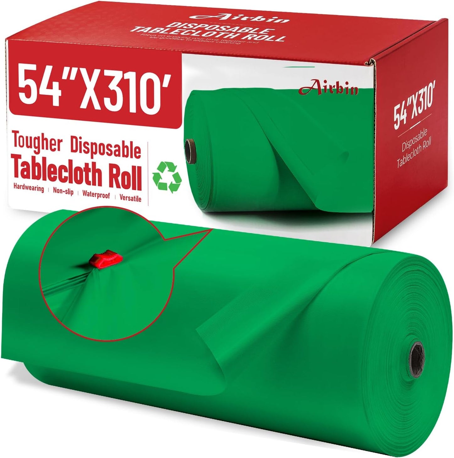 Green Plastic Tablecloth Roll - 310 Ft Disposable Table Cover