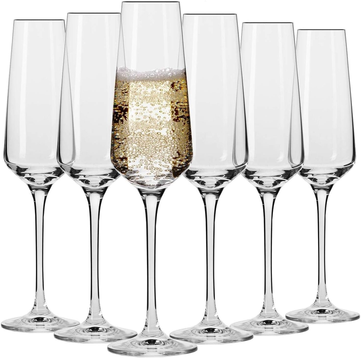 Krosno Crystal Champagne Flute Glasses Set of 6 for Elegance