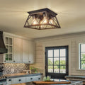 Flush Mount Ceiling Light Fixture 4-Light Square Cage - Industrial