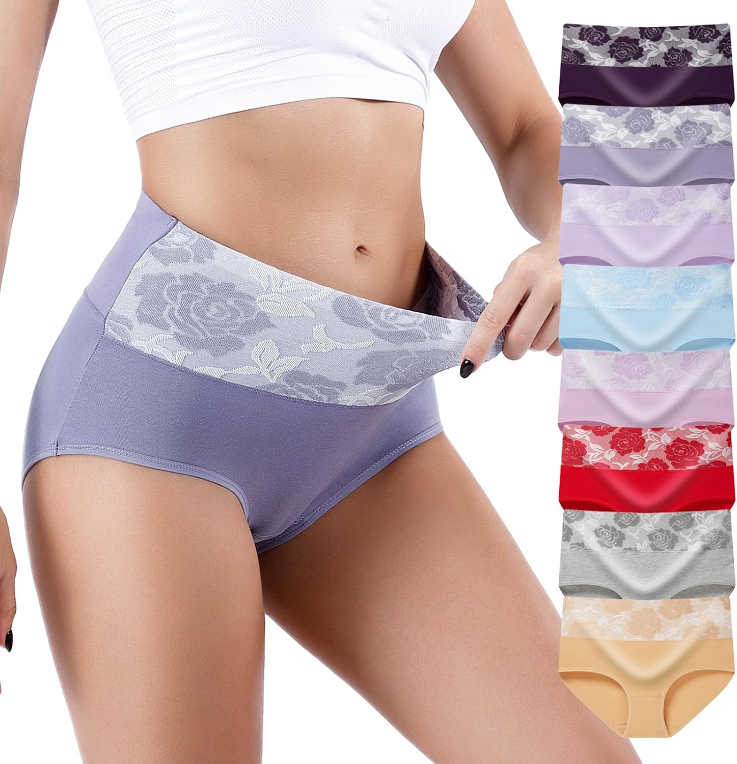 Honzadar Women Underwear Breathable Cotton Tummy Control Briefs