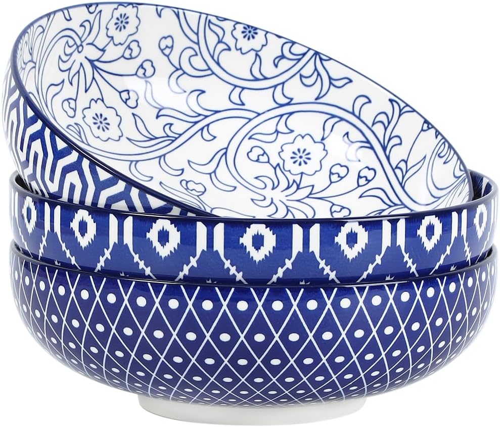 Large 60 OZ Serving Bowls Set of 3 for Kitchen and Parties