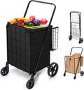 Grocery Cart on Wheels with Removable Liner - Easy Fold 200 lb