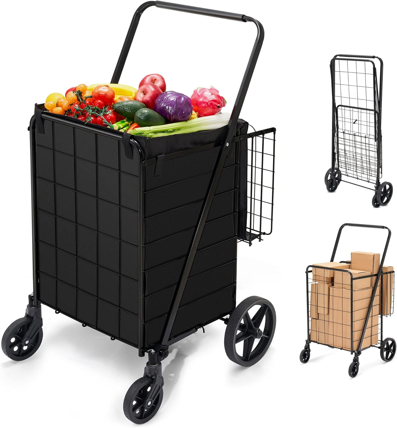 HABUTWAY Grocery Cart on Wheels with Removable Liner for Easy Use