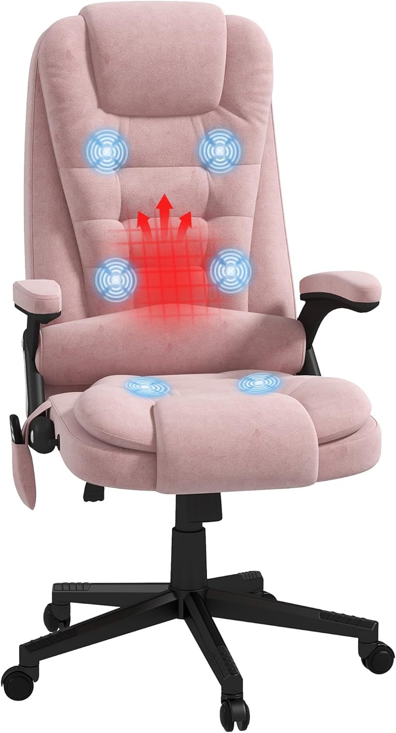 HOMCOM Vibrating Massage Office Chair - Ultimate Comfort in Pink