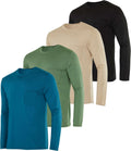 Men's 4-Pack Dry-Fit Long Sleeve Pocket Crew - UPF 50 Protection
