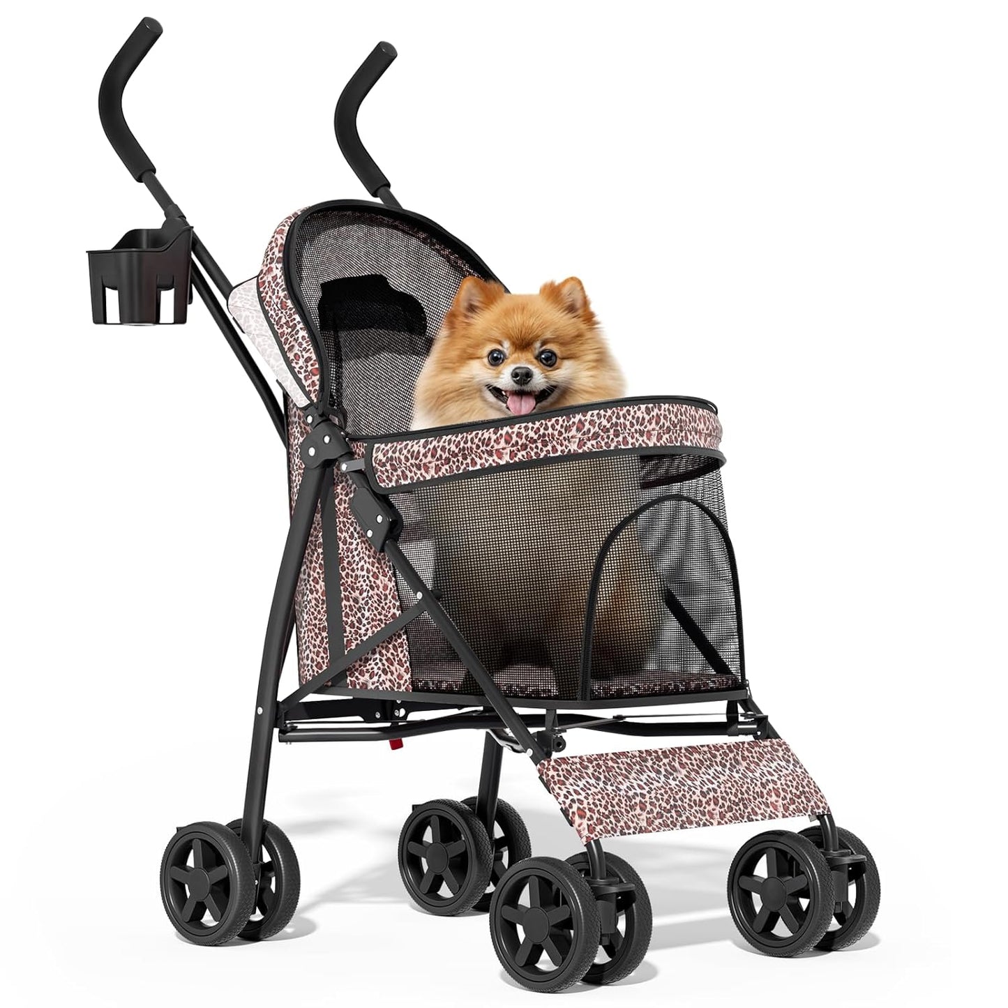 MoNiBloom Pet Stroller for Small Dogs and Cats - Leopard Print