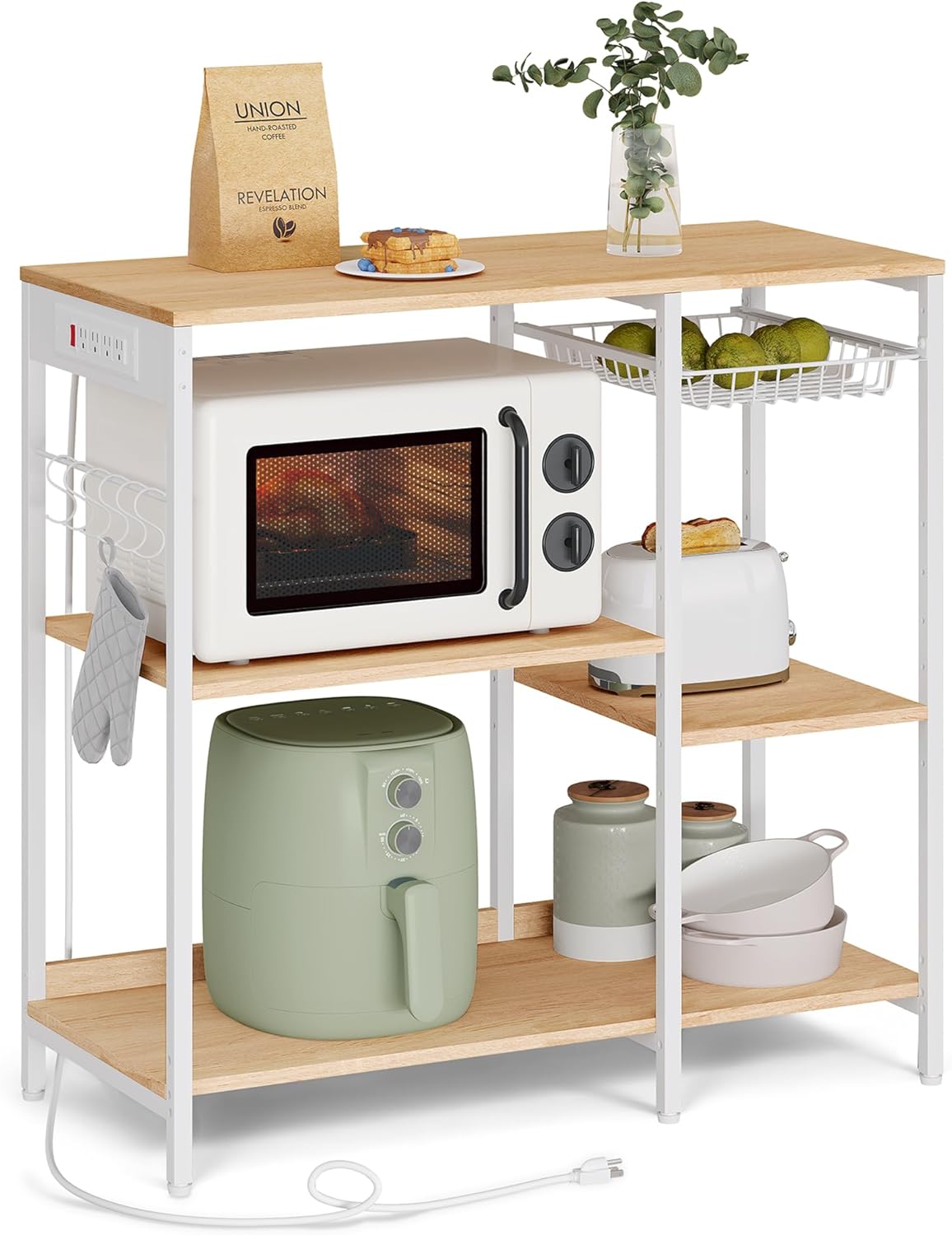 VASAGLE Coffee Bar Stand with Charging Station