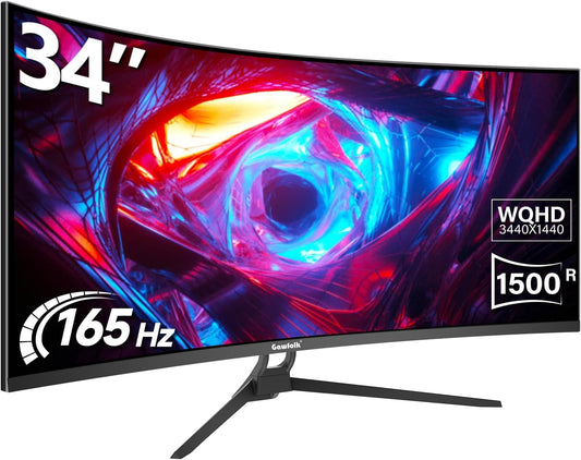 Gawfolk 34 Curved Gaming Monitor, 165hz UWQHD