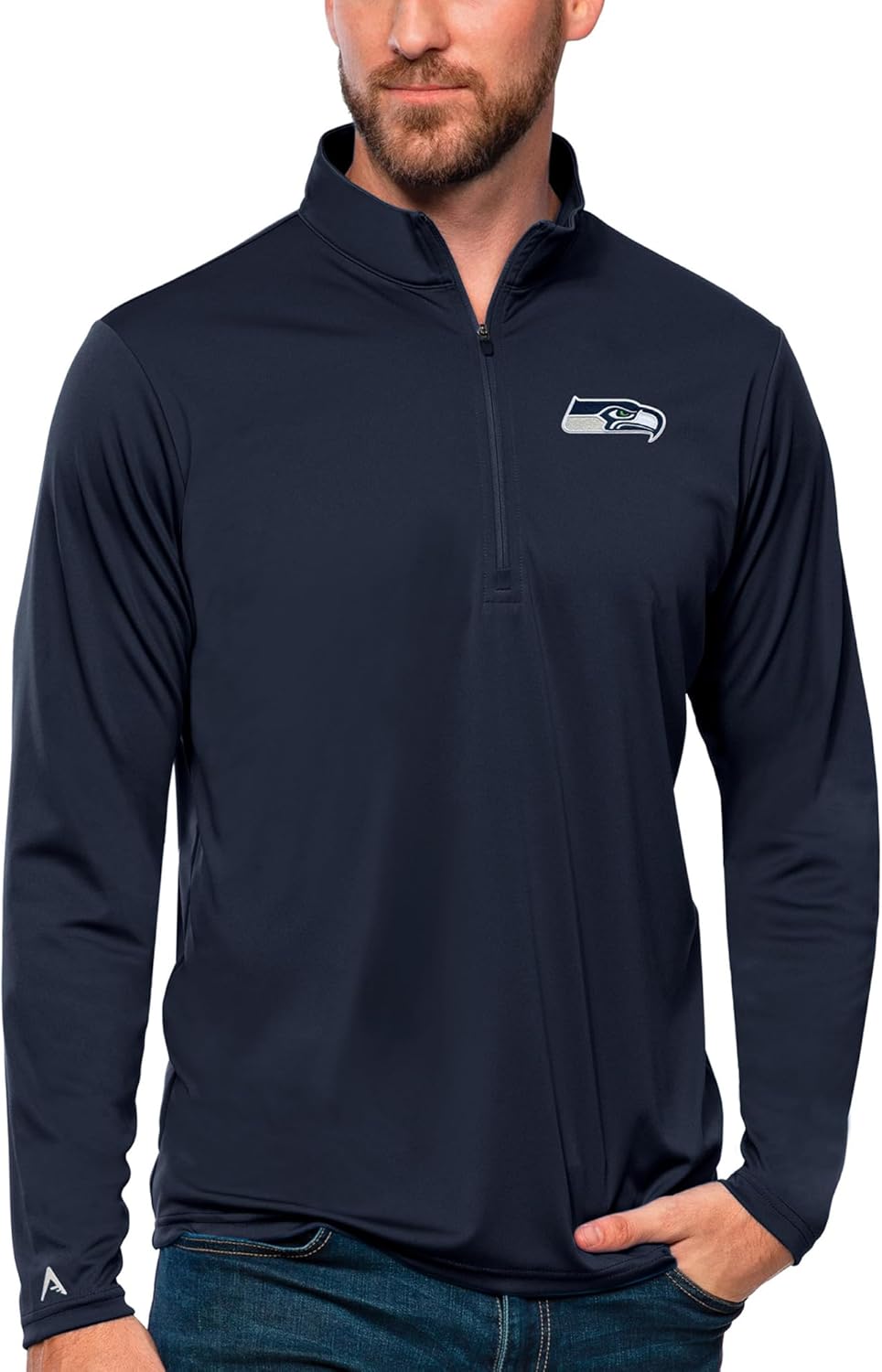 Antigua Men's NFL Tribute Quarter-Zip Pullover for Comfort