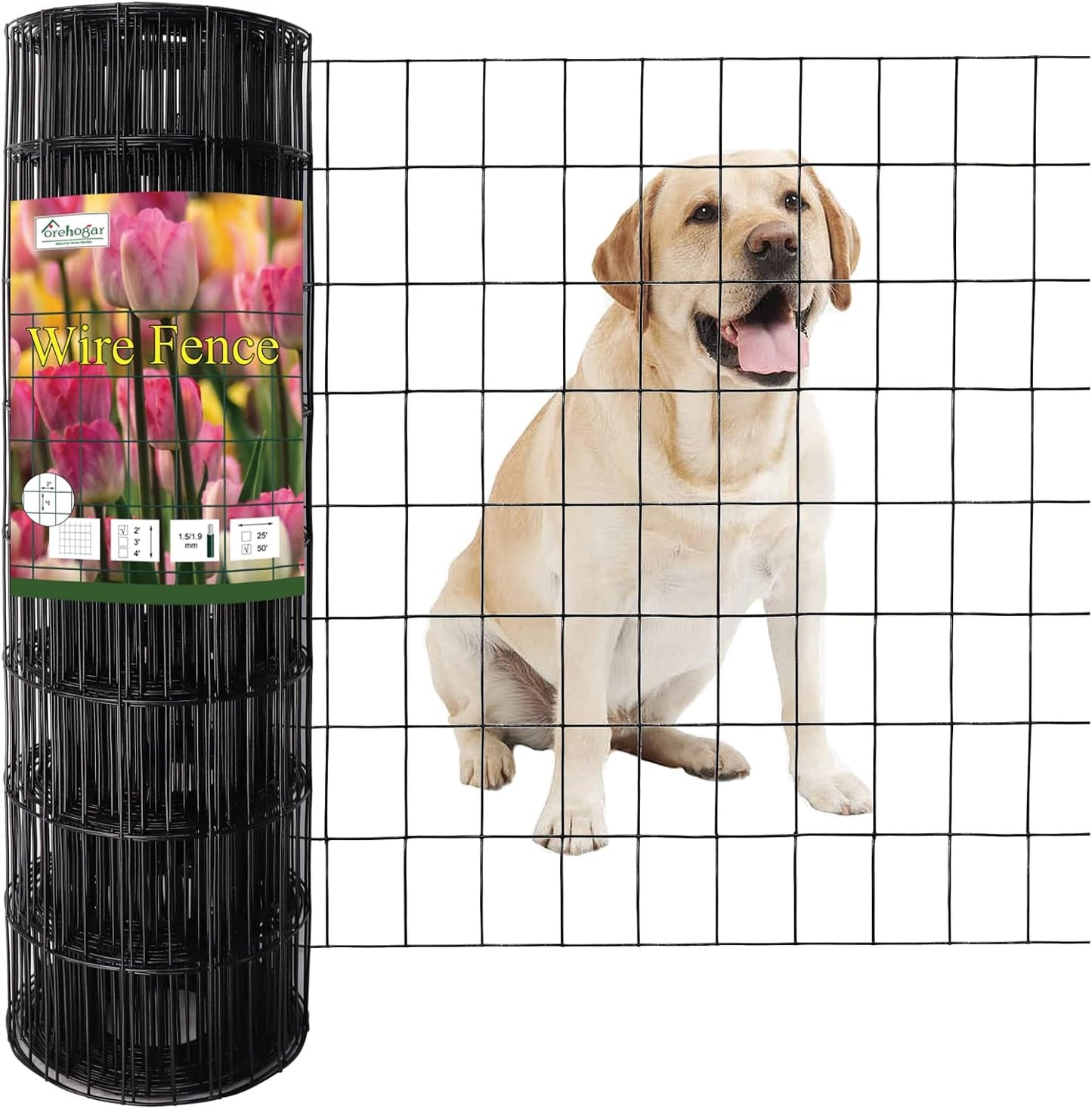 FOREHOGAR Black PVC Coated Wire Fence - Durable Garden Protection