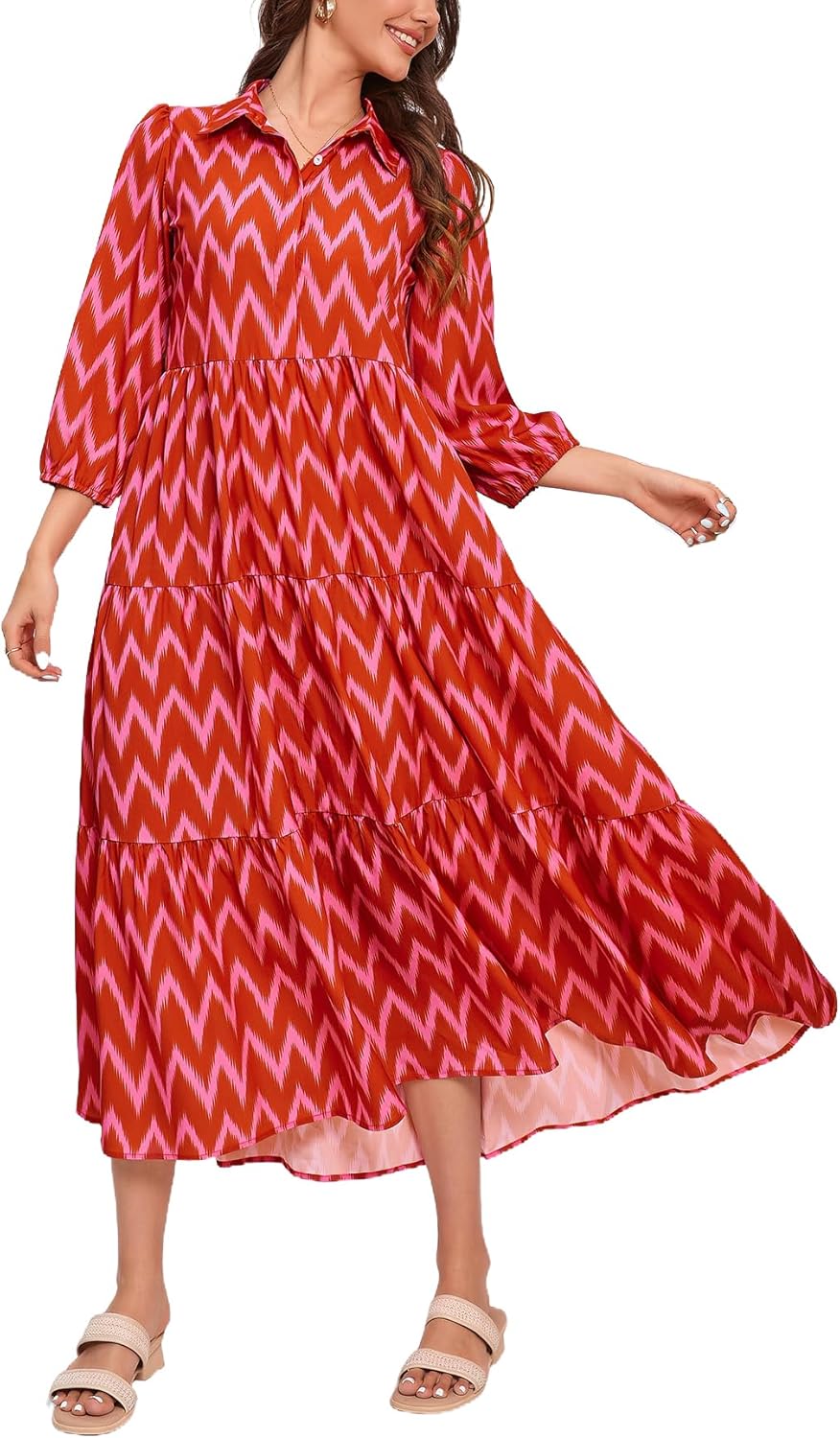 Women Button Down Maxi Shirt Dress with Pockets for All Seasons