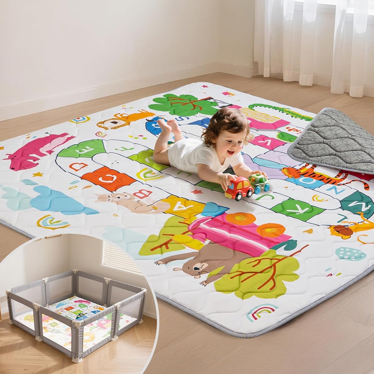 Baby Play Mat for Floor, Soft Foam Padding Crawling Mat
