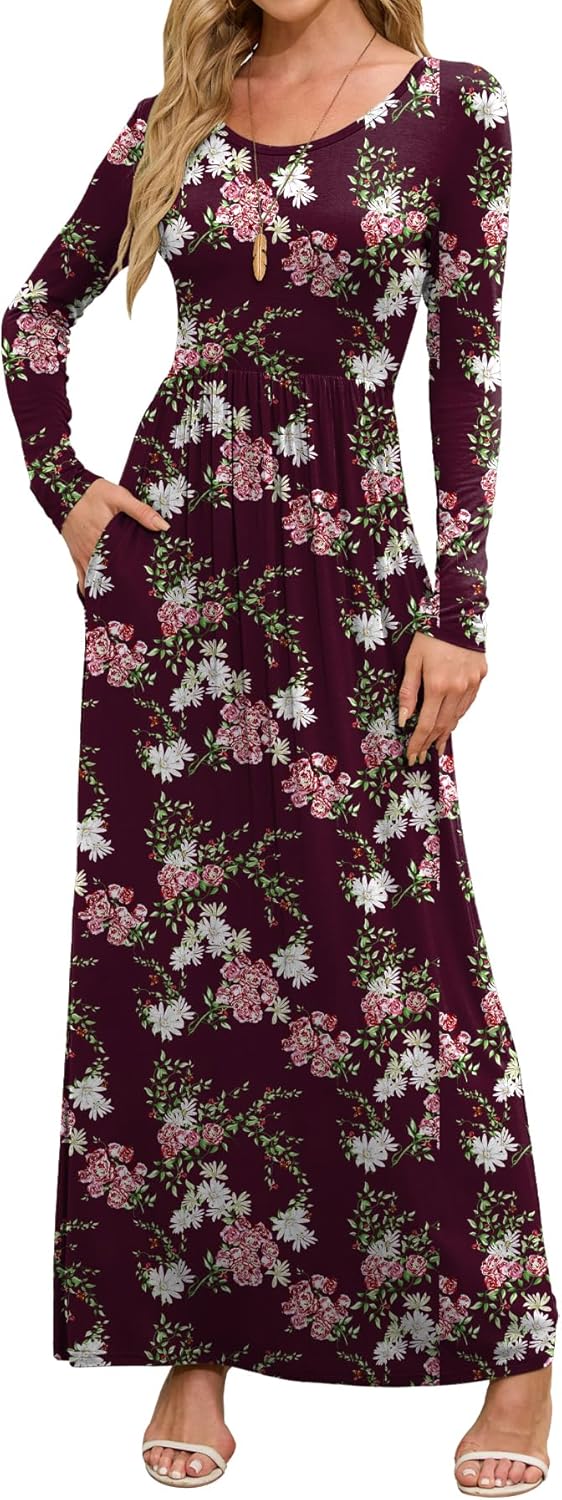 DEARCASE Women's Maxi Dress with Pockets for Casual Elegance