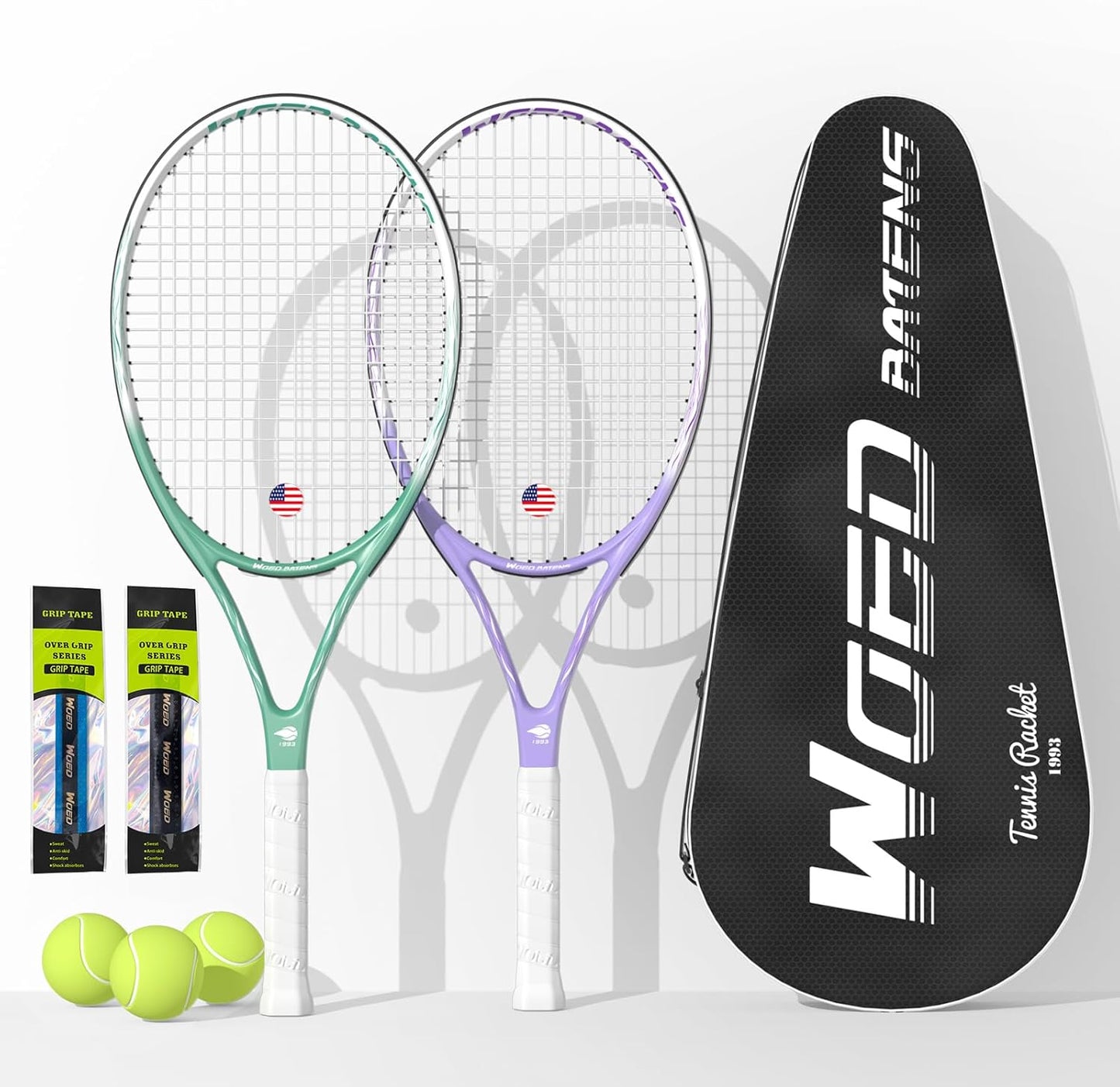 Tennis Rackets for Adults 27 Inch Set with Balls and Bag