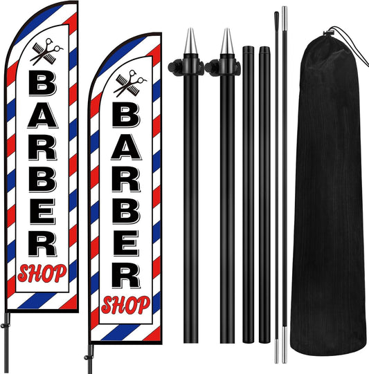 Swooper Flag Banner Set for Barbershop Business Advertising