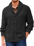 Mens Shawl Collar Cable Knit Cardigan Sweater - Chunky Warm Layer