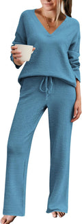 Ekouaer Womens Pajama Sets Cozy Fleece Sleepwear for Fall