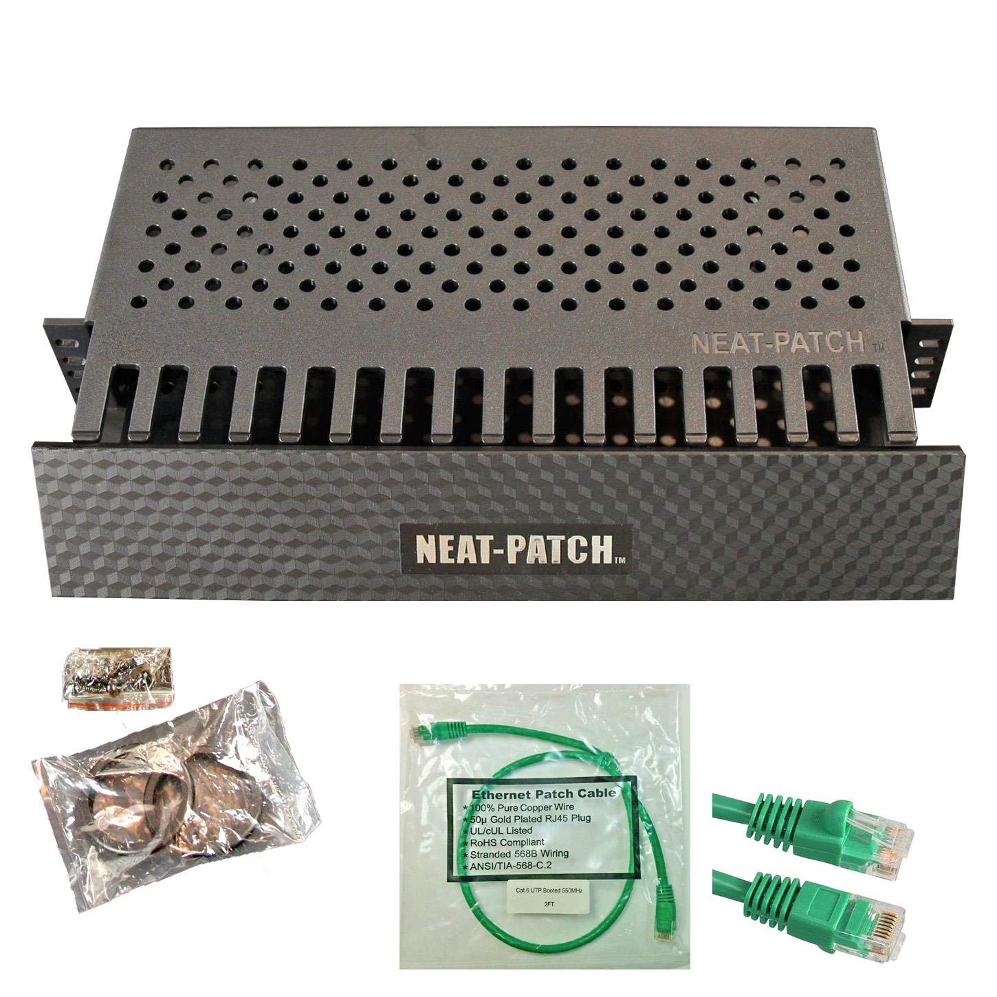 Neat Patch 2U Cable Management Kit with 24 CAT6 Cables Included