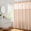 Pink Dotted Waffle Weave Shower Curtain 71W x 74H - No Hooks Needed