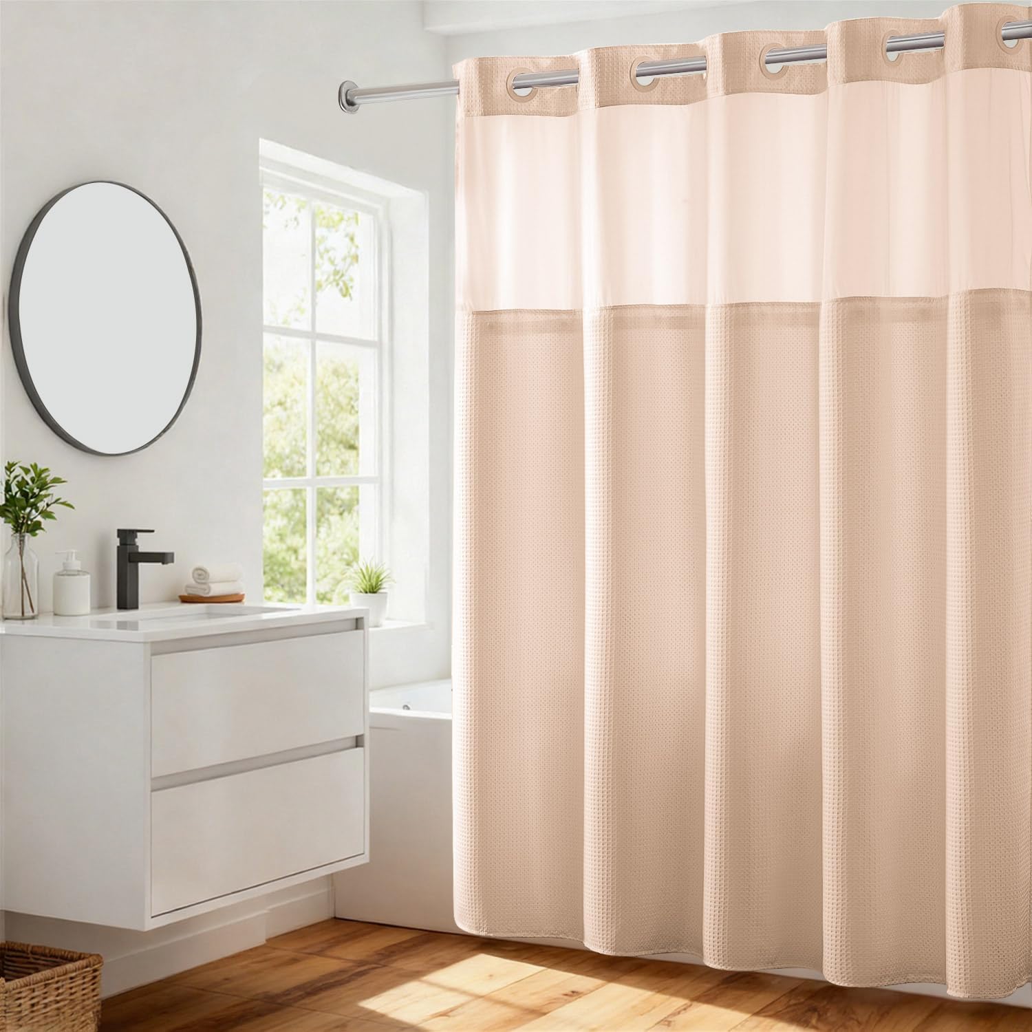 River Dream Heavyweight Dotted Waffle Weave Shower Curtain