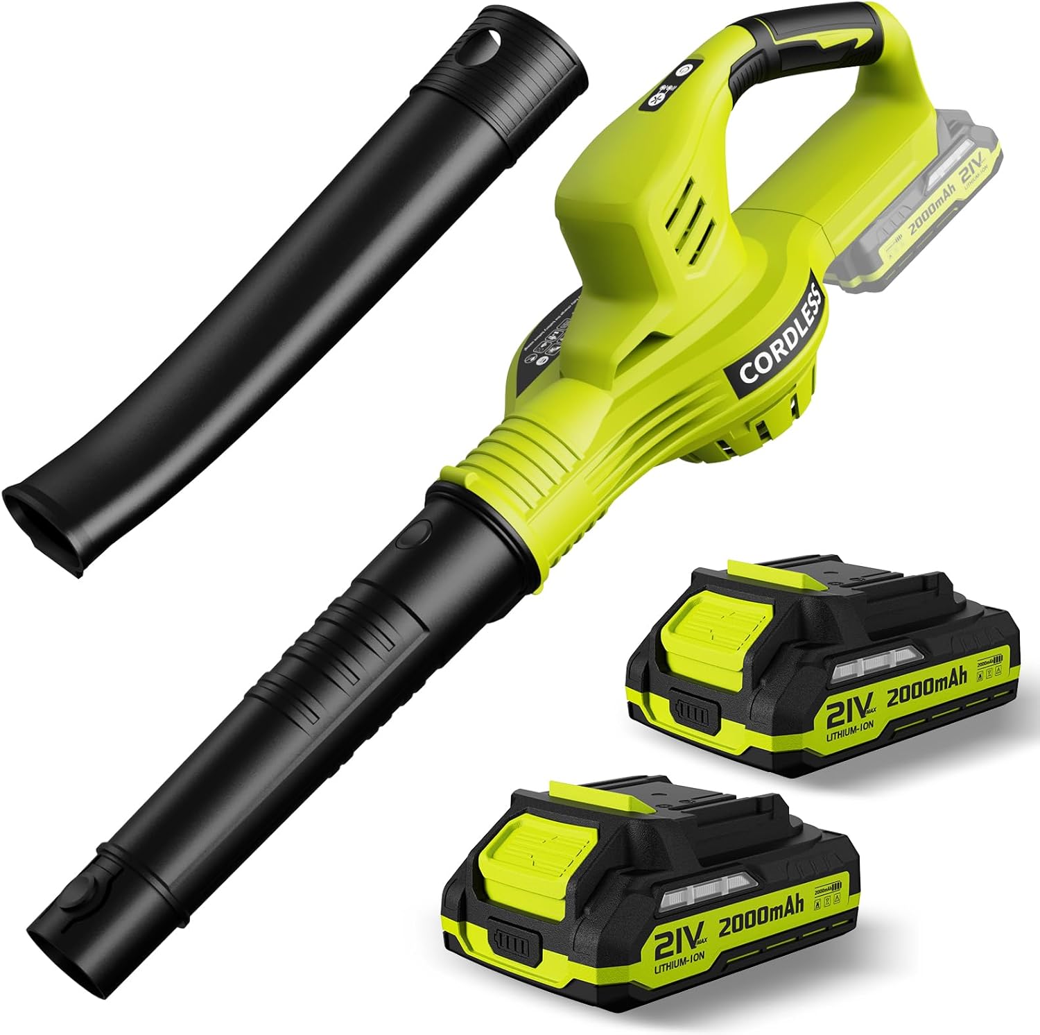 Powerful Cordless Leaf Blower with 2 Batteries for Lawn Care