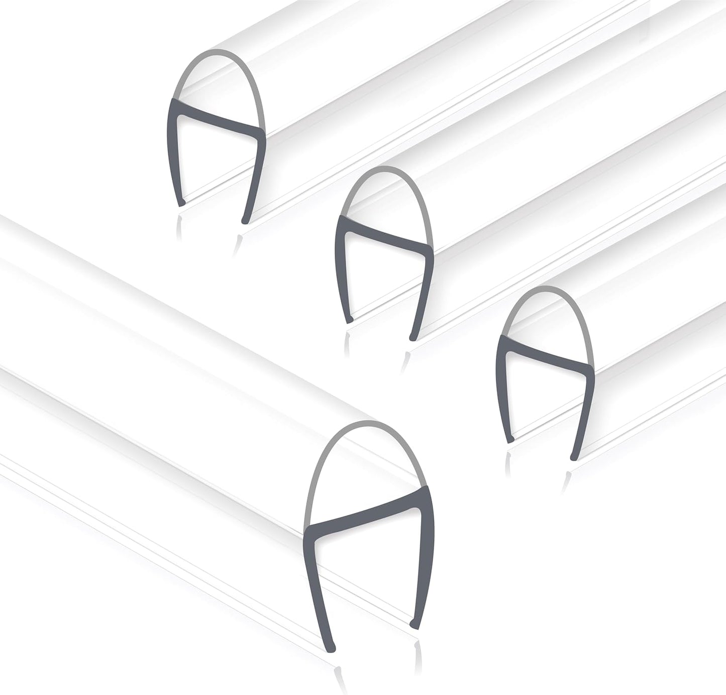Frameless Shower Door Seal Strip 4 Pack for 3/8 Inch Glass
