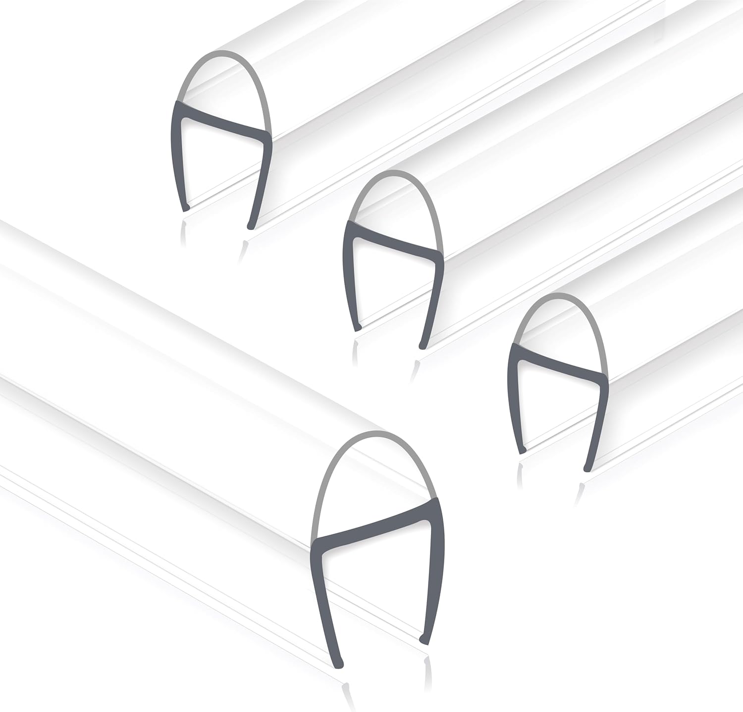 Frameless Shower Door Seal Strip 4 Pack for 3/8 Inch Glass
