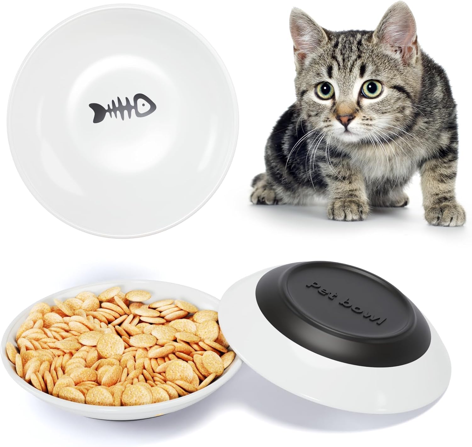 Anti-Whisker Fatigue Cat Bowls Set