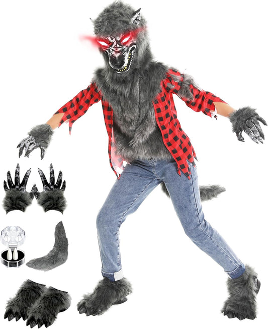 Werewolf Costume for Boys with Light Up Red Eyes and Fangs