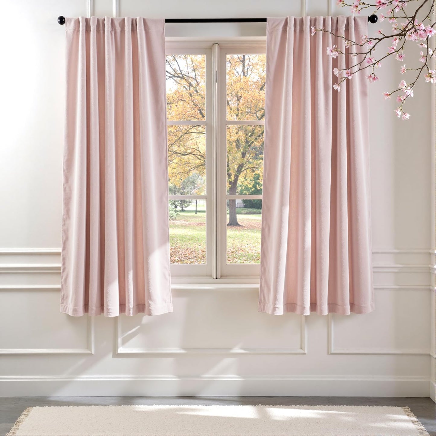 Lazzzy Dust Pink Velvet Curtains for Room Darkening Luxury