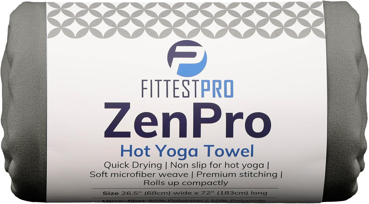 Fittest Pro Non-Slip Hot Yoga Towel - Super Absorbent Suede Microfiber - Nimbus Grey
