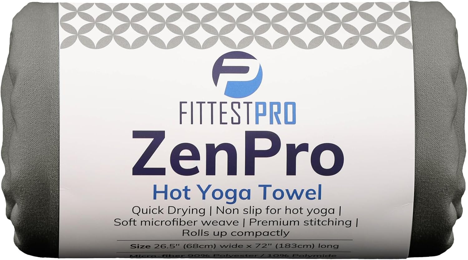 Fittest Pro Non-Slip Hot Yoga Towel - Super Absorbent Suede Microfiber - Nimbus Grey