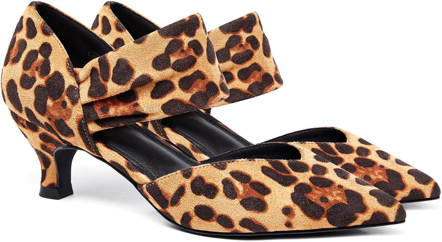 Coutgo Womens Low Kitten Heel Dress Shoes for Elegant Style